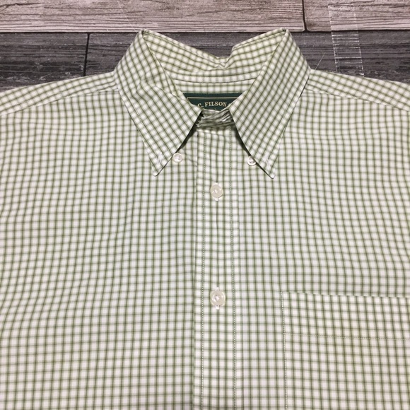 Vtg Filson Plaid Button Up Shirt Men’s M Green 100% Cotton Hong Kong - Picture 4 of 7